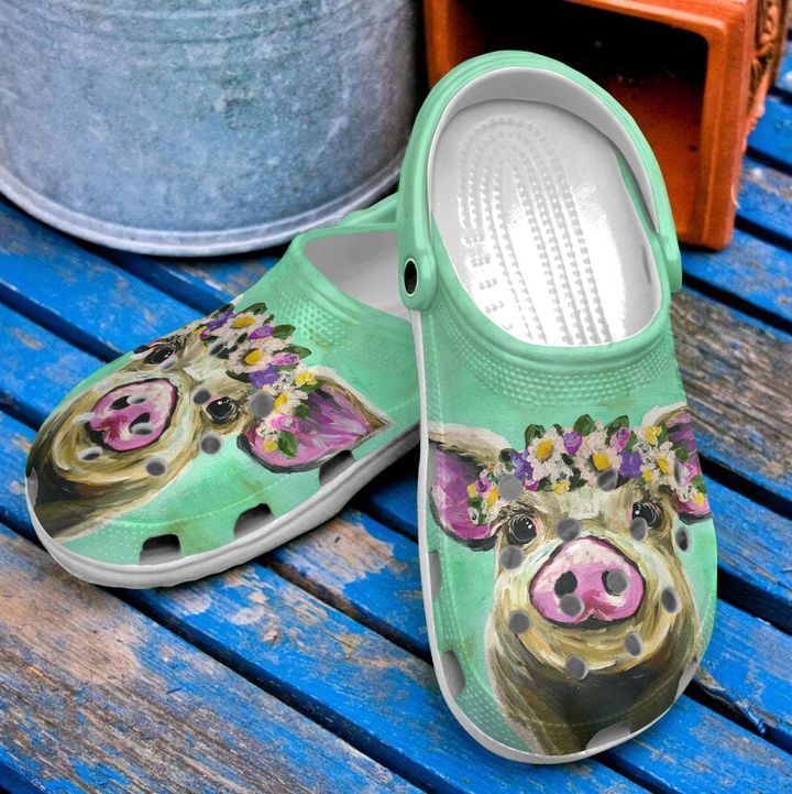 Pig Floral Crown Sku 1832 Crocs Crocband Clog Comfortable For Mens Womens Classic Clog Water Shoes Pig Floral Crown Sku 1832 Crocs Crocband Clog Comfortable For Mens Womens Classic Clog Water Shoes