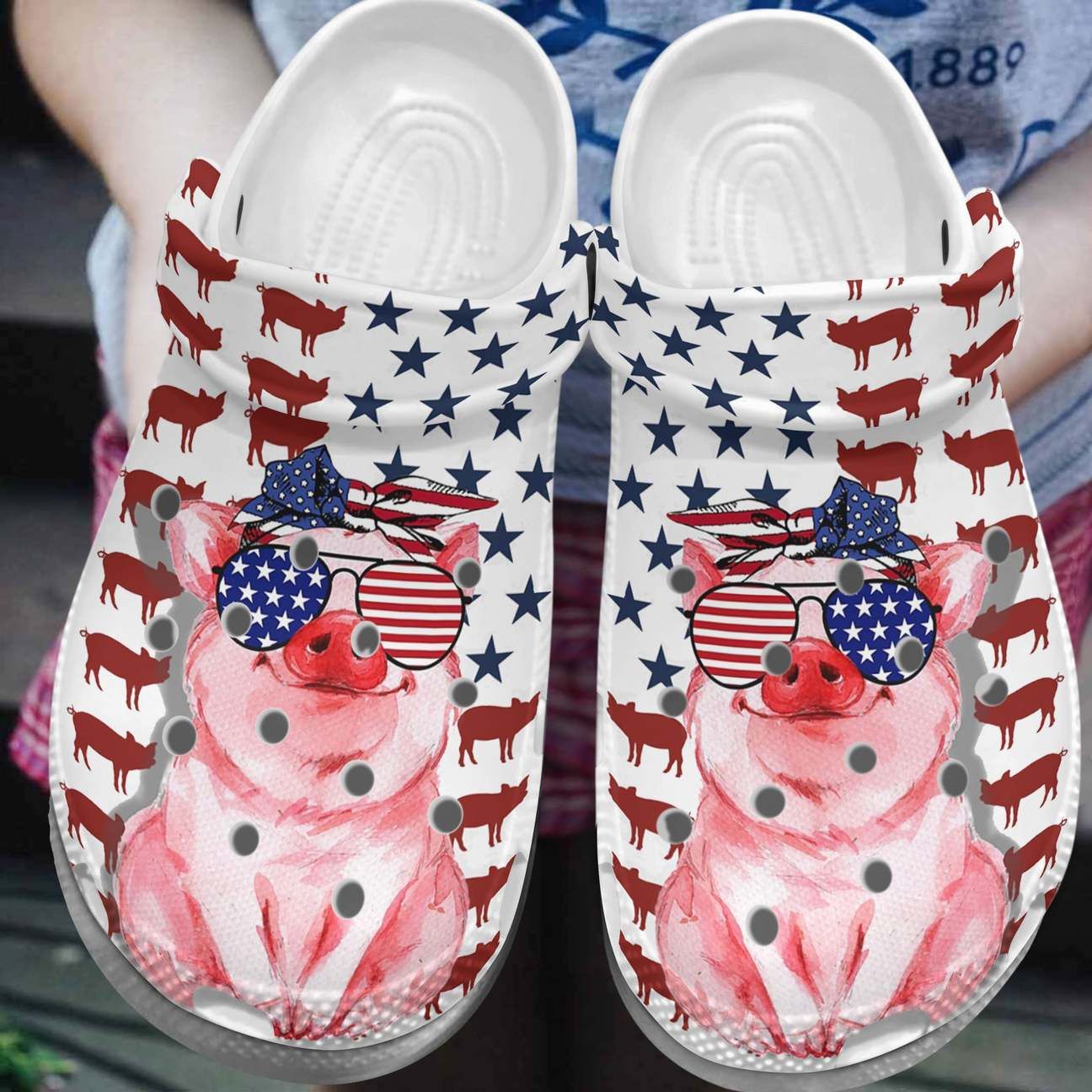 Pig Personalized Clog Custom Crocs Comfortablefashion Style Comfortable For Women Men Kid Print 3D American Flag Pig Pig Personalized Clog Custom Crocs Comfortablefashion Style Comfortable For Women Men Kid Print 3D American Flag Pig