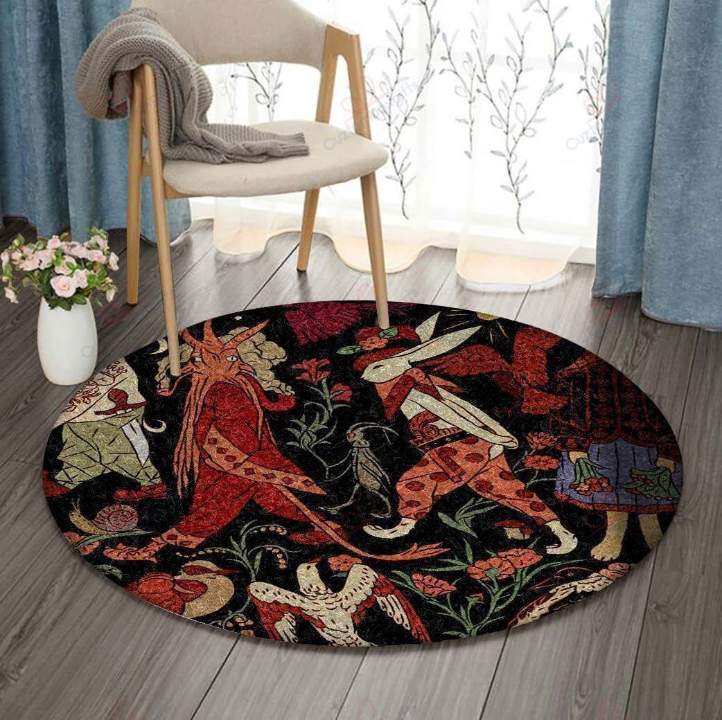 Pig Rabbit Cat Bird Forest Round Carpet Floor Rug Living Room Bedroom Decor Round Area Rug Carpet Pig Rabbit Cat Bird Forest Round Carpet Floor Rug Living Room Bedroom Decor Round Area Rug Carpet