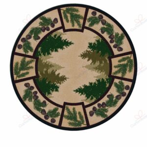 Pine Forest Round Carpet Floor Rug Living Room Bedroom Decor Round Area Rug Carpet