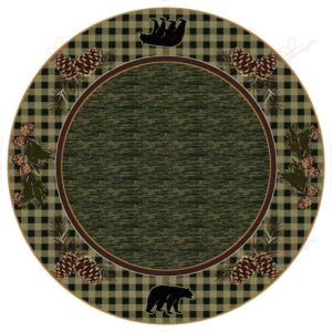 Pine Haven Bear Round Carpet Floor Rug Living Room Bedroom Decor Round Area Rug Carpet