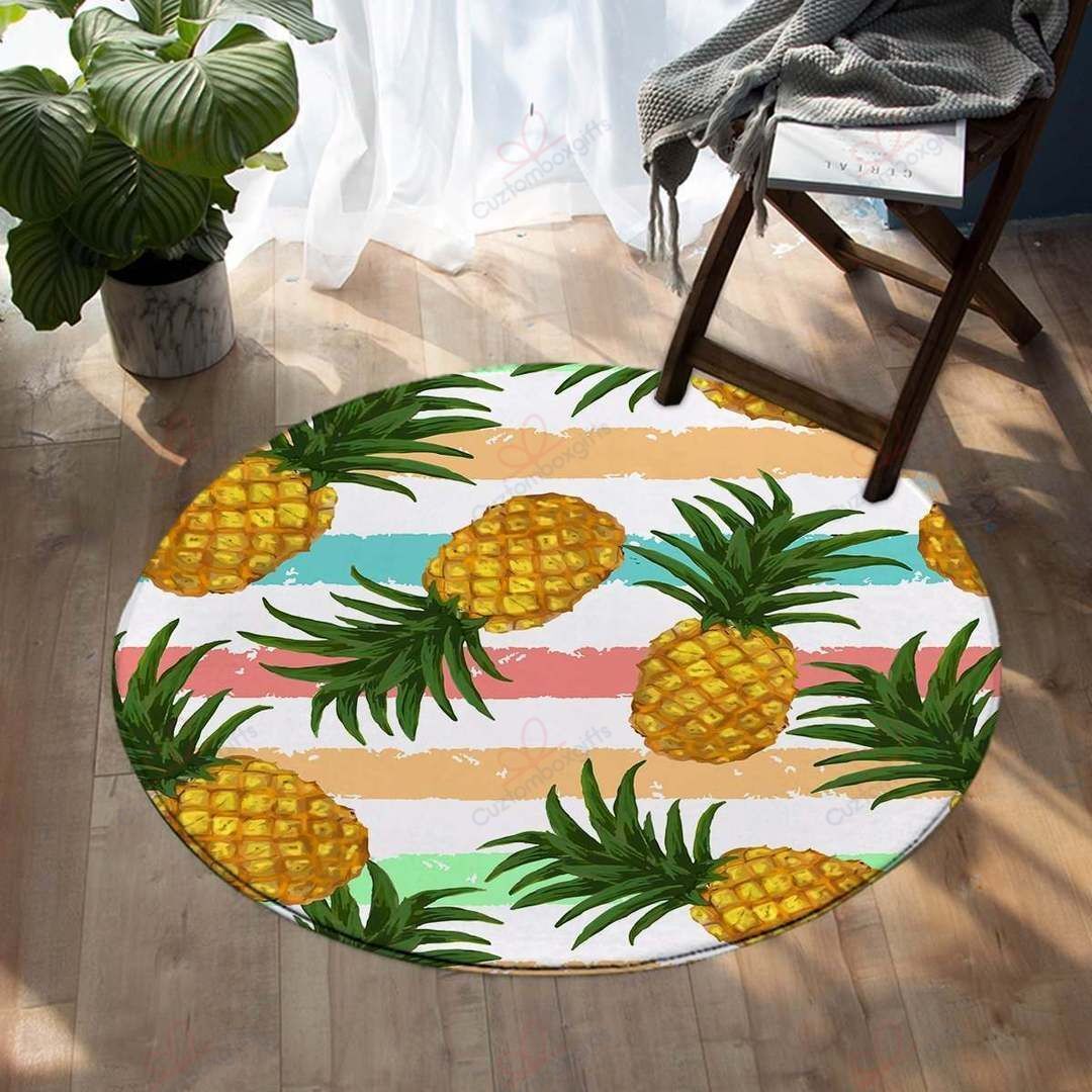 Pineapple Party Round Carpet Floor Rug Living Room Bedroom Decor Round Area Rug Carpet Pineapple Party Round Carpet Floor Rug Living Room Bedroom Decor Round Area Rug Carpet