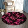 Pink Butterfly Round Carpet Floor Rug Living Room Bedroom Decor Round Area Rug Carpet