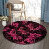 Pink Butterfly Round Carpet Floor Rug Living Room Bedroom Decor Round Area Rug Carpet