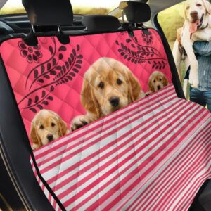 Pink Cute Golden Retriever Car Back Seat Cover Dog Car Seat Covers - ff7138a91d2c