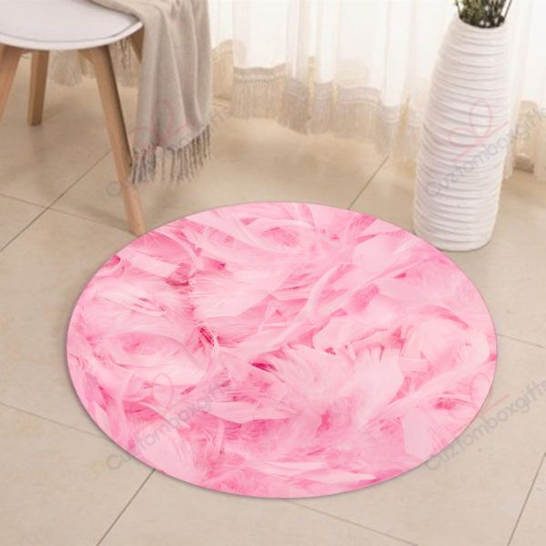 Pink Feather Round Flamingo Round Carpet Floor Rug Living Room Bedroom Decor Round Area Rug Carpet Pink Feather Round Flamingo Round Carpet Floor Rug Living Room Bedroom Decor Round Area Rug Carpet