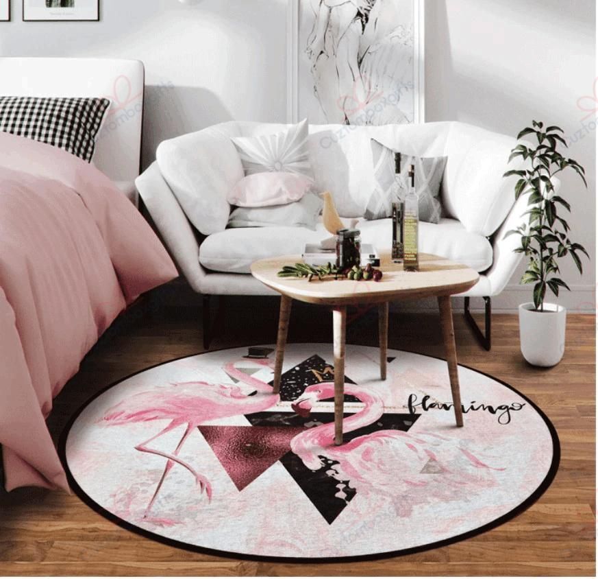 Pink Flamingo Round Carpet Floor Rug Living Room Bedroom Decor Round Area Rug Carpet Pink Flamingo Round Carpet Floor Rug Living Room Bedroom Decor Round Area Rug Carpet