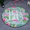 Pink Flowers Round Flamingo Round Carpet Floor Rug Living Room Bedroom Decor Round Area Rug Carpet