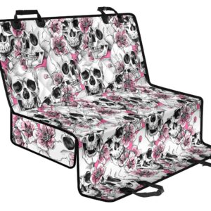 Pink Flowers Skull Pattern Print Pet Car Back Seat Cover - 4f2f5134d8cf