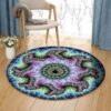 Pink Fractal Round Carpet Floor Rug Living Room Bedroom Decor Round Area Rug Carpet