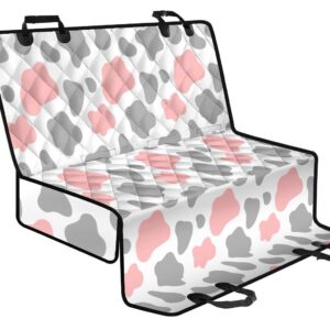 Pink Grey And White Cow Print Pet Car Back Seat Cover - baecbb94ff58