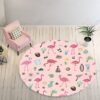 Pink Holiday Round Flamingo Round Carpet Floor Rug Living Room Bedroom Decor Round Area Rug Carpet