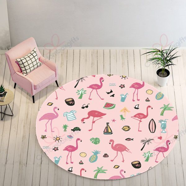 Pink Holiday Round Flamingo Round Carpet Floor Rug Living Room Bedroom Decor Round Area Rug Carpet Pink Holiday Round Flamingo Round Carpet Floor Rug Living Room Bedroom Decor Round Area Rug Carpet