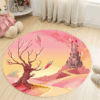 Pink Palace Round Carpet Floor Rug Living Room Bedroom Decor Round Area Rug Carpet