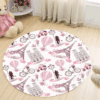 Pink Paris Round Carpet Floor Rug Living Room Bedroom Decor Round Area Rug Carpet