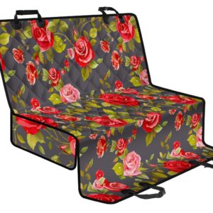 Pink Red Rose Floral Pattern Print Pet Car Back Seat Cover - 5e4acad9a56b