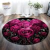 Pink Rose Round Carpet Floor Rug Living Room Bedroom Decor Round Area Rug Carpet