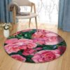 Pink Rose Round Carpet Floor Rug Living Room Bedroom Decor Round Area Rug Carpet