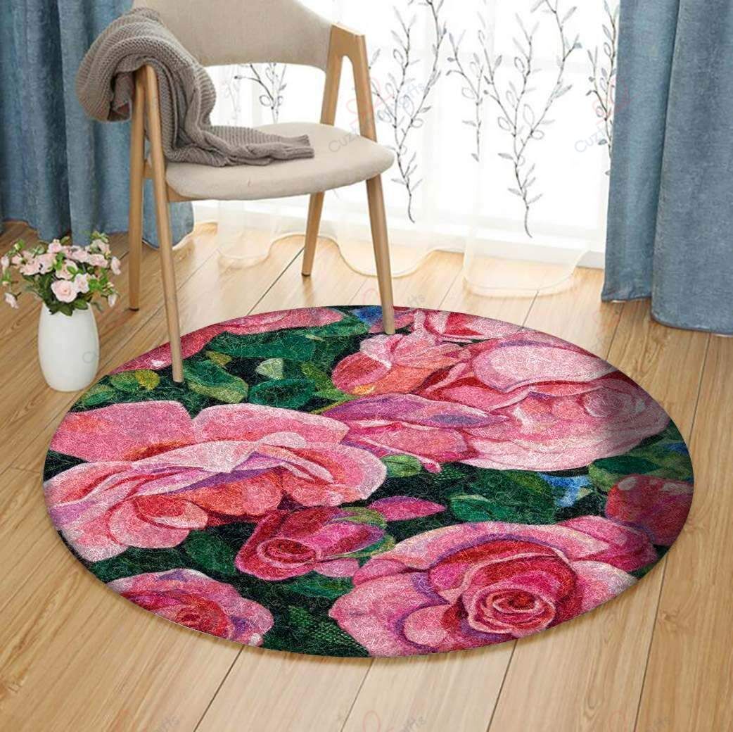 Pink Rose Round Carpet Floor Rug Living Room Bedroom Decor Round Area Rug Carpet Pink Rose Round Carpet Floor Rug Living Room Bedroom Decor Round Area Rug Carpet