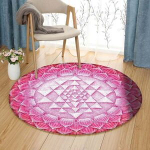 Pink Sri Chakra Round Carpet Floor Rug Living Room Bedroom Decor Round Area Rug Carpet