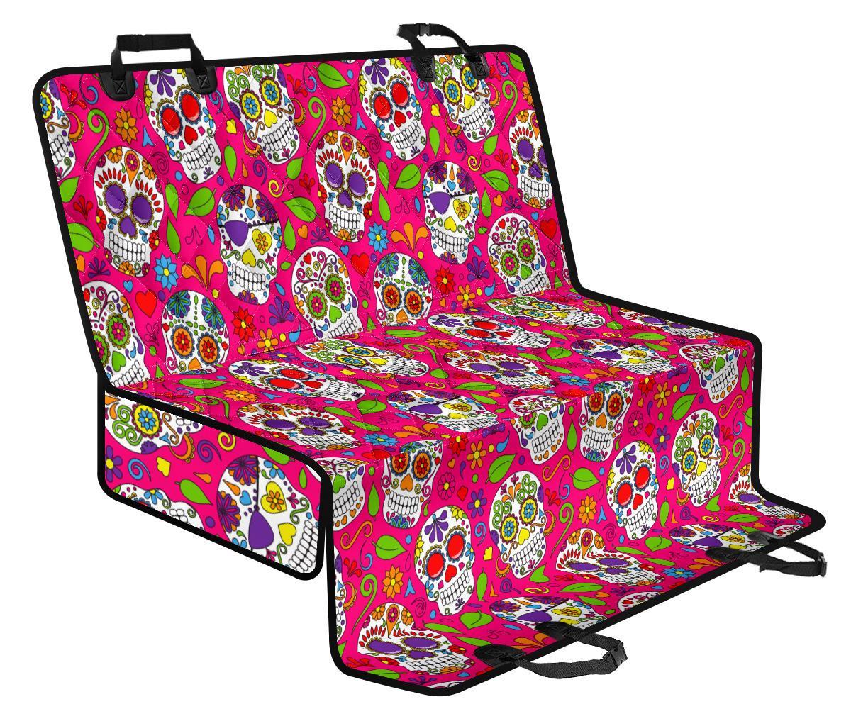 Pink Sugar Skull Pattern Print Pet Car Back Seat Cover - 775452e21aea Pink Sugar Skull Pattern Print Pet Car Back Seat Cover - 775452e21aea
