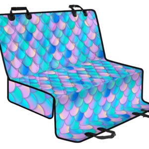 Pink Teal Mermaid Scales Pattern Print Pet Car Back Seat Cover - e1833a66e5db