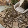 Pirate Octopus Round Carpet Floor Rug Living Room Bedroom Decor Round Area Rug Carpet