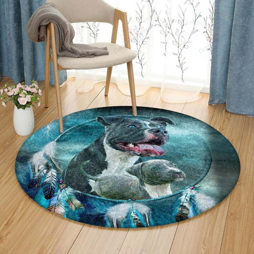 Pitbull Dreamcatcher Round Carpet Floor Rug Living Room Bedroom Decor Round Area Rug Carpet Pitbull Dreamcatcher Round Carpet Floor Rug Living Room Bedroom Decor Round Area Rug Carpet