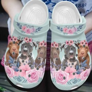 Pitbull Personalized Clog Custom Crocs Comfortablefashion Style Comfortable For Women Men Kid Print 3D Floral Pitbulls