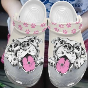 Pitbull Personalized Clog Custom Crocs Comfortablefashion Style Comfortable For Women Men Kid Print 3D Pitbull Drawing