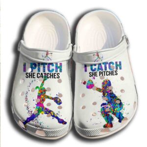 Pitch And Catch Shoes Crocs Clog For Batter Girl – Funny Baseball Shoes Crocbland Clog For Men Women