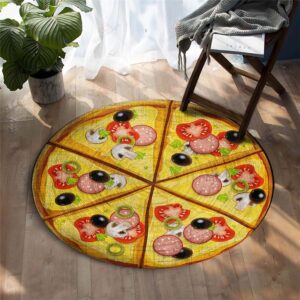 Pizza Painting Round Carpet Floor Rug Living Room Bedroom Decor Round Area Rug Carpet
