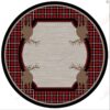 Plaid Elk Round Carpet Floor Rug Living Room Bedroom Decor Round Area Rug Carpet