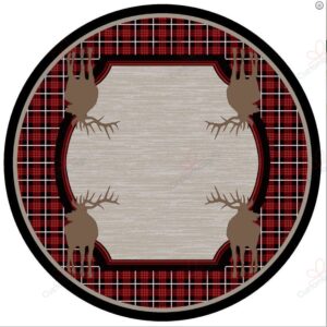 Plaid Elk Round Carpet Floor Rug Living Room Bedroom Decor Round Area Rug Carpet