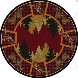 Plaid Woodsman Round Carpet Floor Rug Living Room Bedroom Decor Round Area Rug Carpet