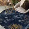 Planet Pattern Round Carpet Floor Rug Living Room Bedroom Decor Round Area Rug Carpet