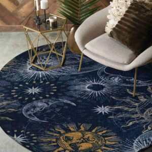 Planet Pattern Round Carpet Floor Rug Living Room Bedroom Decor Round Area Rug Carpet