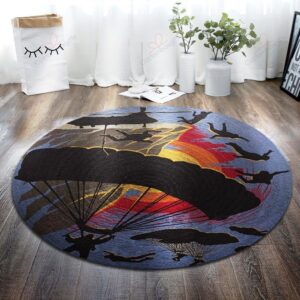 Play Skydiving Round Carpet Floor Rug Living Room Bedroom Decor Round Area Rug Carpet