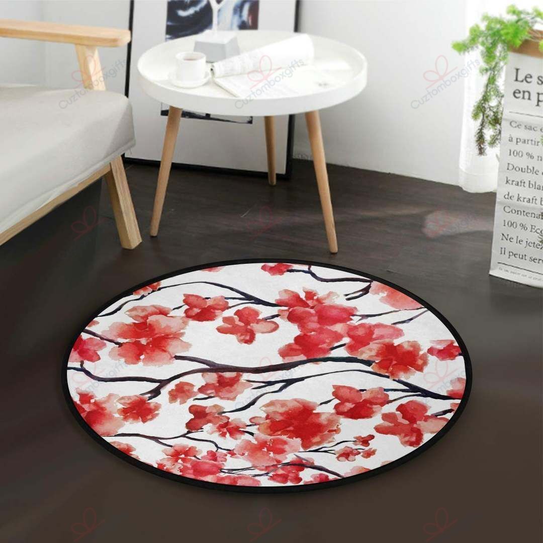 Plum Blossom Round Carpet Floor Rug Living Room Bedroom Decor Round Area Rug Carpet Plum Blossom Round Carpet Floor Rug Living Room Bedroom Decor Round Area Rug Carpet