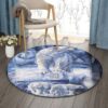 Polar Bear Family In Starry Night Round Carpet Floor Rug Living Room Bedroom Decor Round Area Rug Carpet