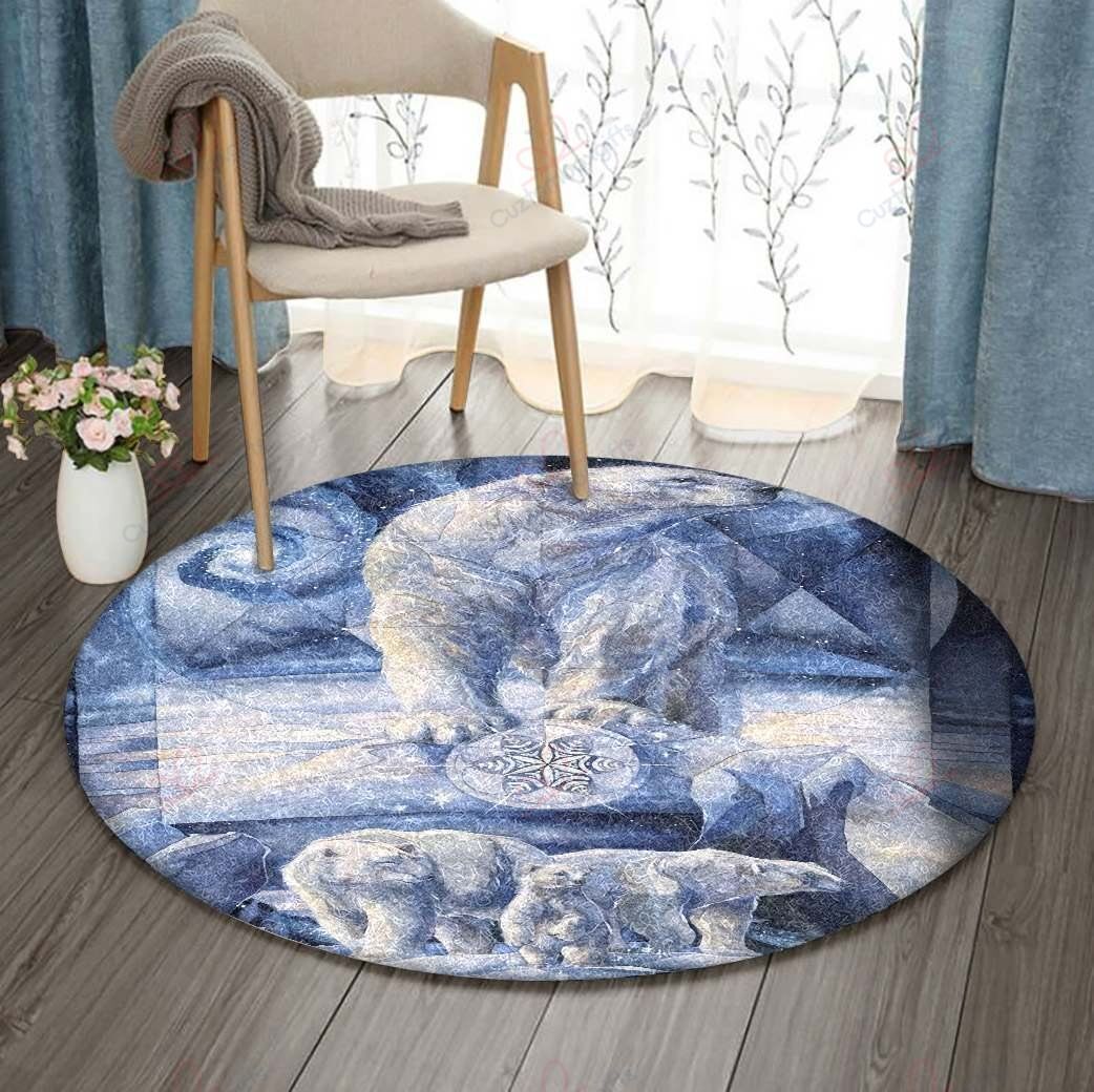 Polar Bear Family In Starry Night Round Carpet Floor Rug Living Room Bedroom Decor Round Area Rug Carpet Polar Bear Family In Starry Night Round Carpet Floor Rug Living Room Bedroom Decor Round Area Rug Carpet