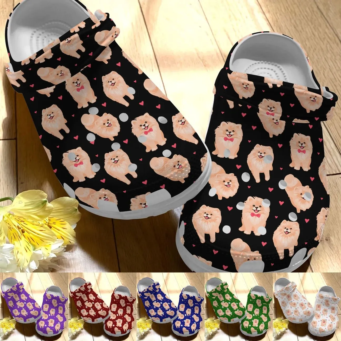 Pomeranian Personalize Clog Custom Crocs Fashionstyle Comfortable For Women Men Kid Print 3D Whitesole Cute Pomeranian Pomeranian Personalize Clog Custom Crocs Fashionstyle Comfortable For Women Men Kid Print 3D Whitesole Cute Pomeranian