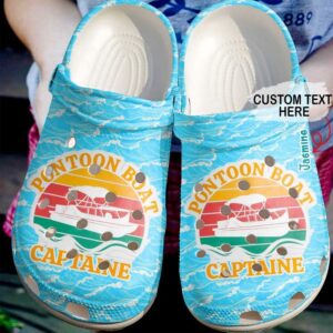 Pontoon Personalized Captain Sku 1865 Crocs Crocband Clog Comfortable For Mens Womens Classic Clog Water Shoes