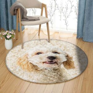 Poodle Round Carpet Floor Rug Living Room Bedroom Decor Round Area Rug Carpet