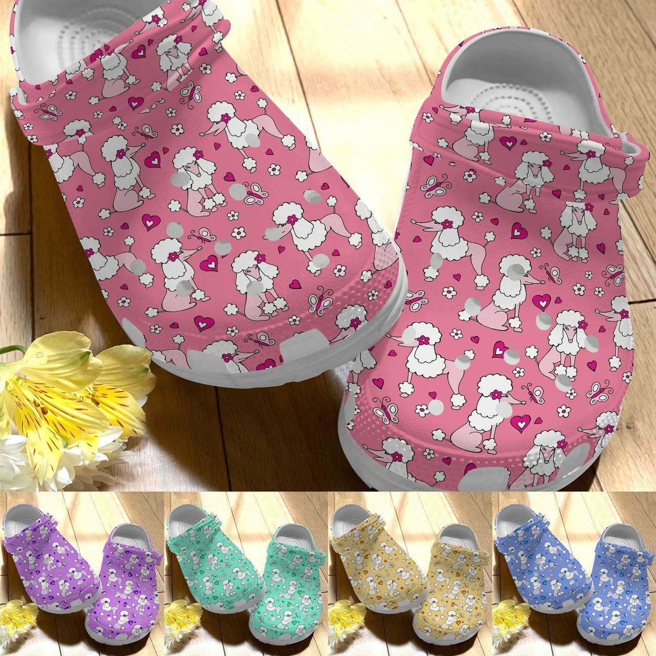 Poodle Personalize Clog Custom Crocs Fashionstyle Comfortable For Women Men Kid Print 3D Whitesole Cute Poodles Poodle Personalize Clog Custom Crocs Fashionstyle Comfortable For Women Men Kid Print 3D Whitesole Cute Poodles