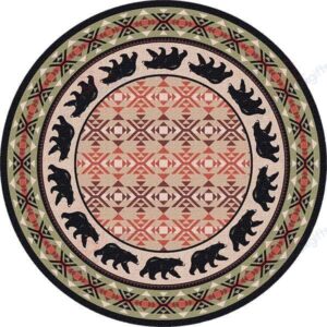 Prescott Bear Round Carpet Floor Rug Living Room Bedroom Decor Round Area Rug Carpet