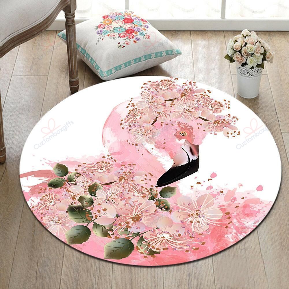 Pretty Flamingo Round Carpet Floor Rug Living Room Bedroom Decor Round Area Rug Carpet Pretty Flamingo Round Carpet Floor Rug Living Room Bedroom Decor Round Area Rug Carpet