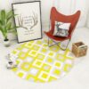 Printed Grey And Yellow Square Round Carpet Floor Rug Living Room Bedroom Decor Round Area Rug Carpet