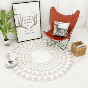 Printed Grey Mandala Round Carpet Floor Rug Living Room Bedroom Decor Round Area Rug Carpet