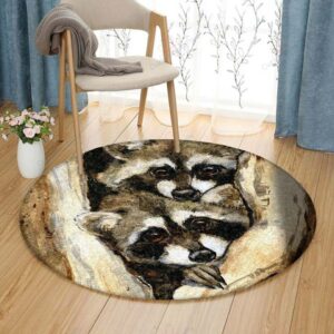 Procyon Lotor Round Carpet Floor Rug Living Room Bedroom Decor Round Area Rug Carpet